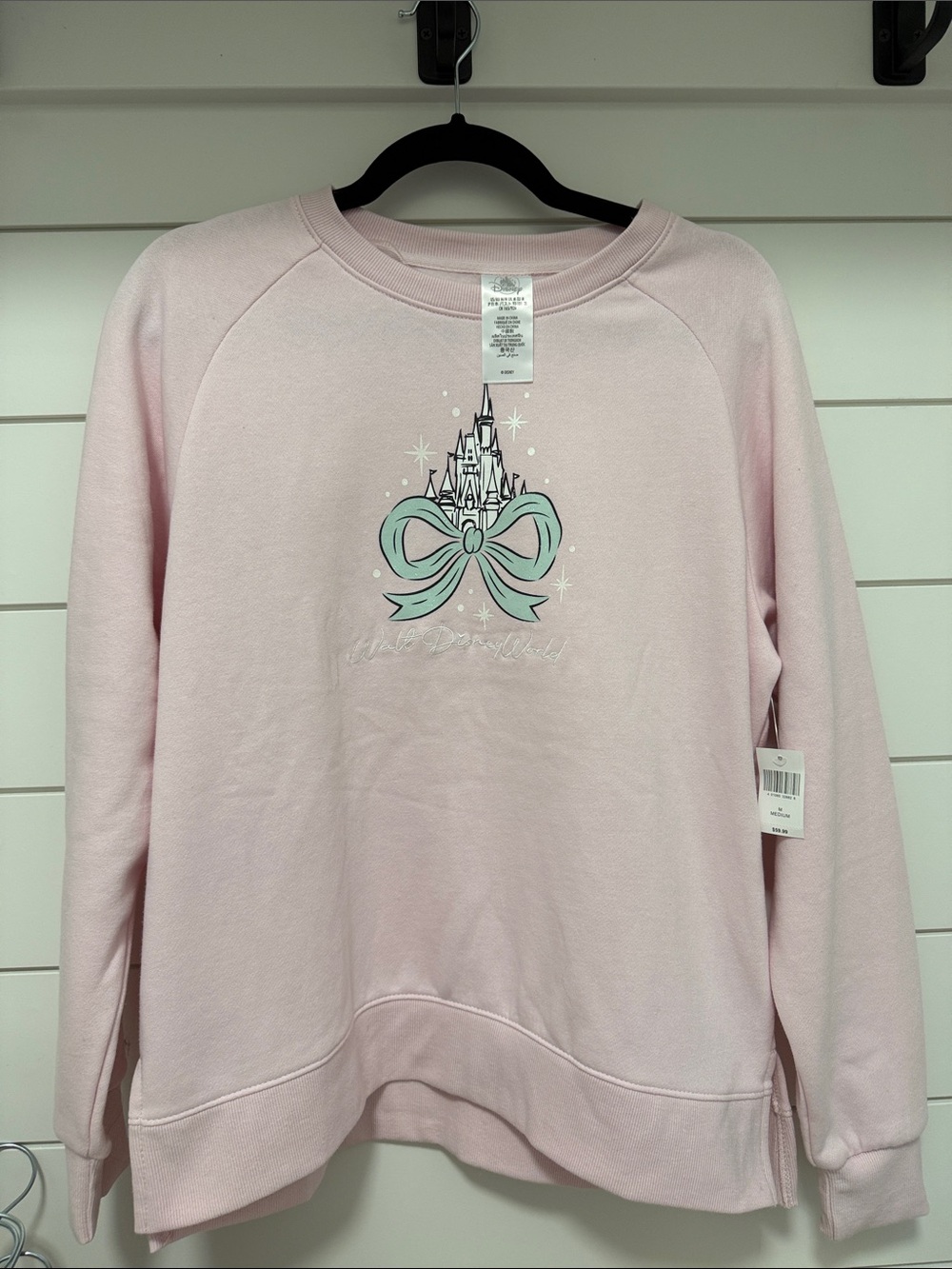 NW5 Disney Pastel Pink Castle Bow Crewneck Sweatshirt